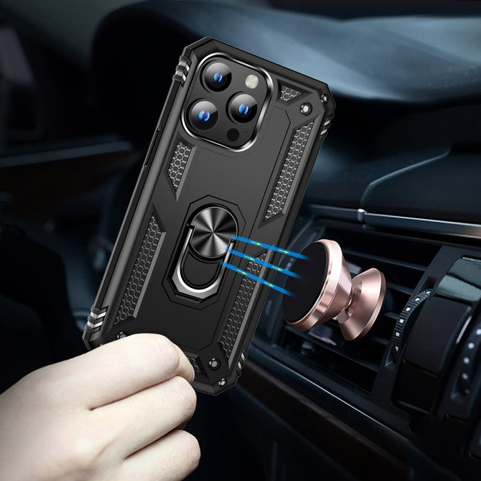 Funda para teléfono TPU + PC a prueba de golpes con soporte