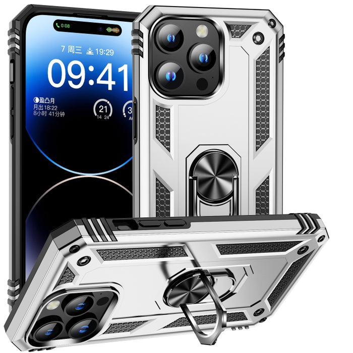 Funda para teléfono TPU + PC a prueba de golpes con soporte