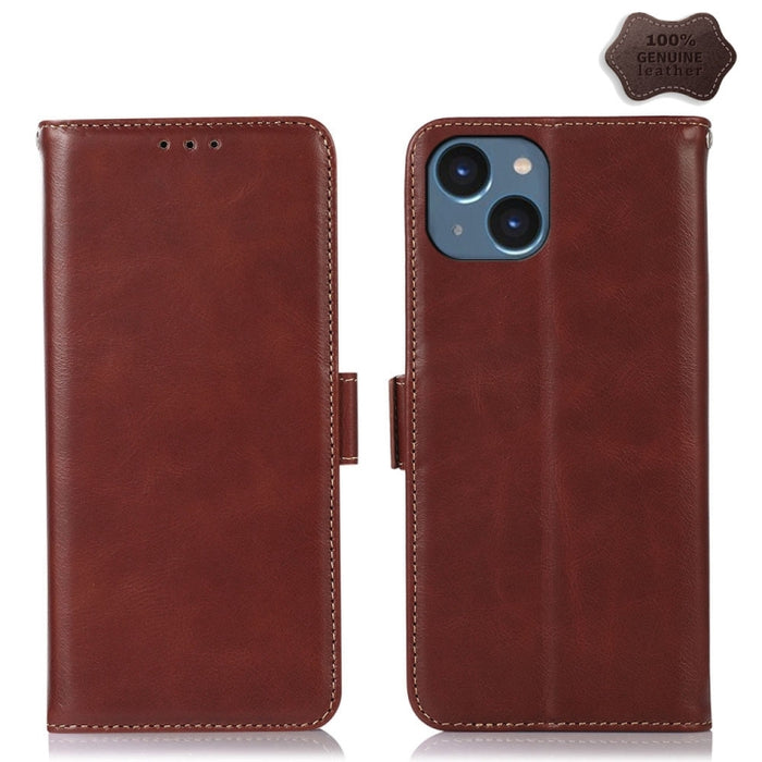 Estuche para teléfono de cuero de vaca con capa superior de Crazy Horse