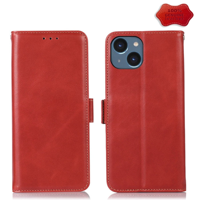 Estuche para teléfono de cuero de vaca con capa superior de Crazy Horse