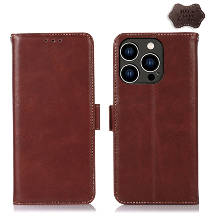 Estuche para teléfono de cuero de vaca con capa superior de Crazy Horse