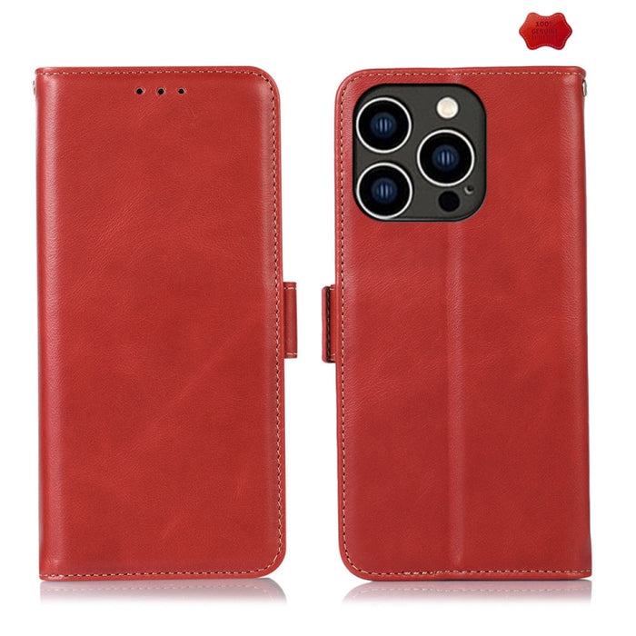 Estuche para teléfono de cuero de vaca con capa superior de Crazy Horse