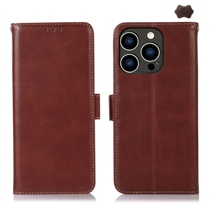 Estuche para teléfono de cuero de vaca con capa superior de Crazy Horse