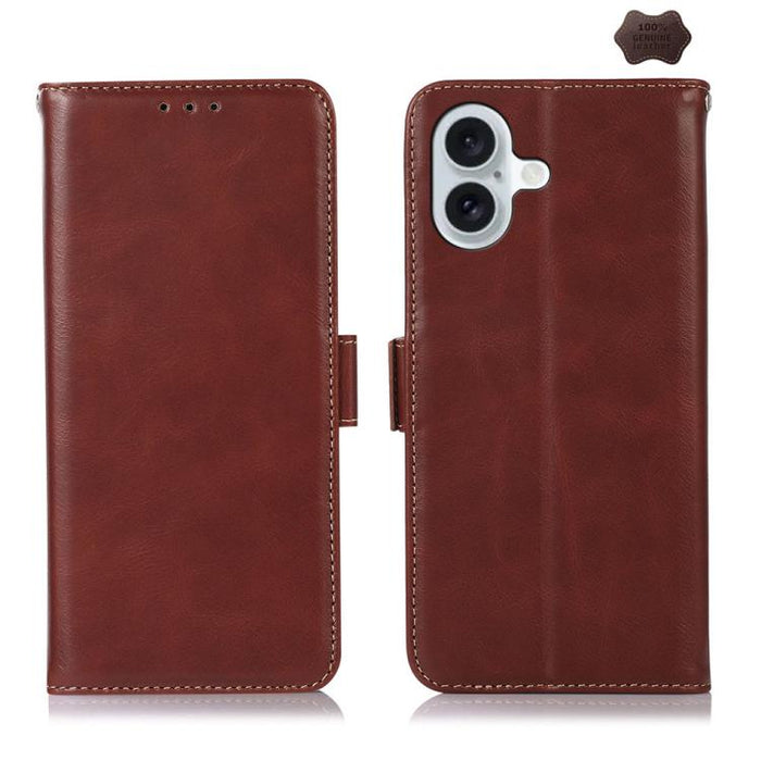 Estuche para teléfono de cuero de vaca con capa superior de Crazy Horse