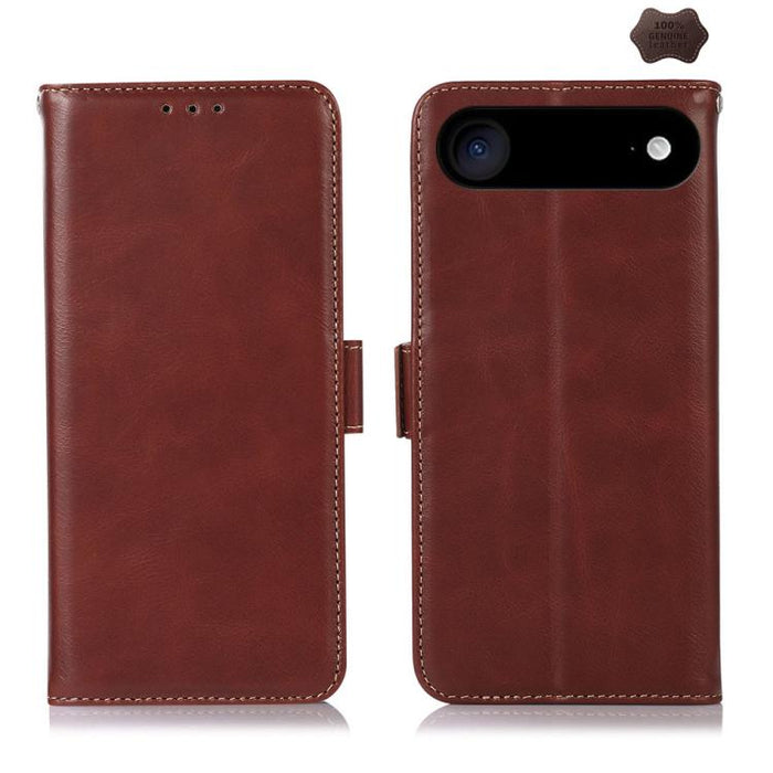 Estuche para teléfono de cuero de vaca con capa superior de Crazy Horse