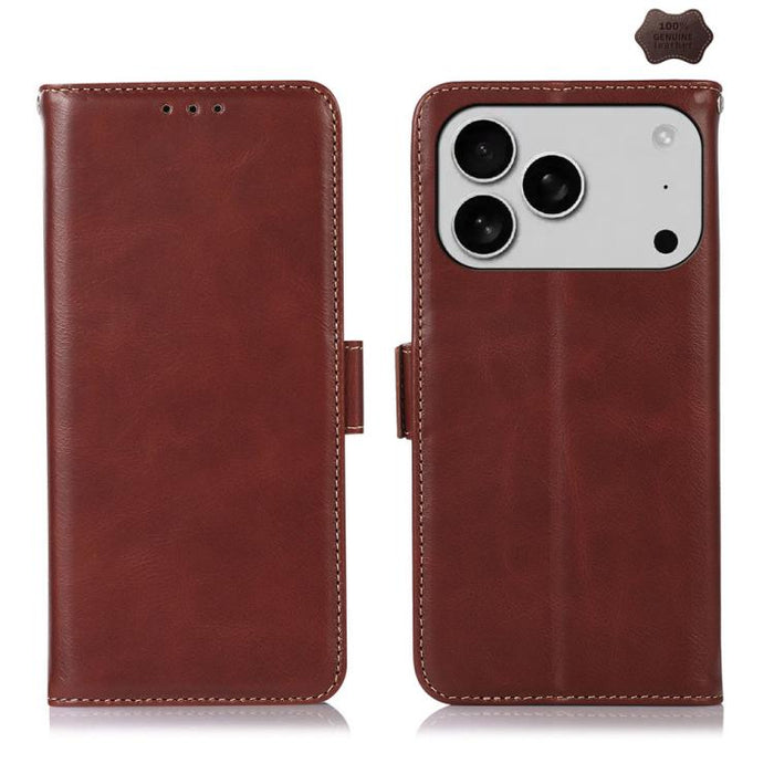 Estuche para teléfono de cuero de vaca con capa superior de Crazy Horse