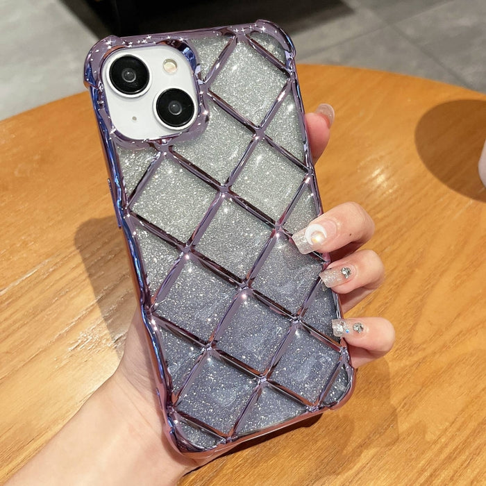 Estuche para teléfono de papel brillante con grabado láser de celosía de diamante 3D