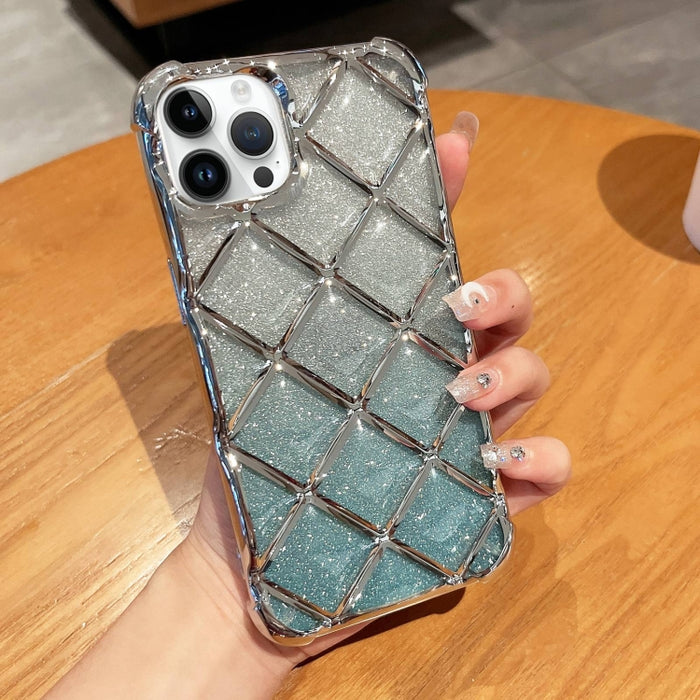 Estuche para teléfono de papel brillante con grabado láser de celosía de diamante 3D