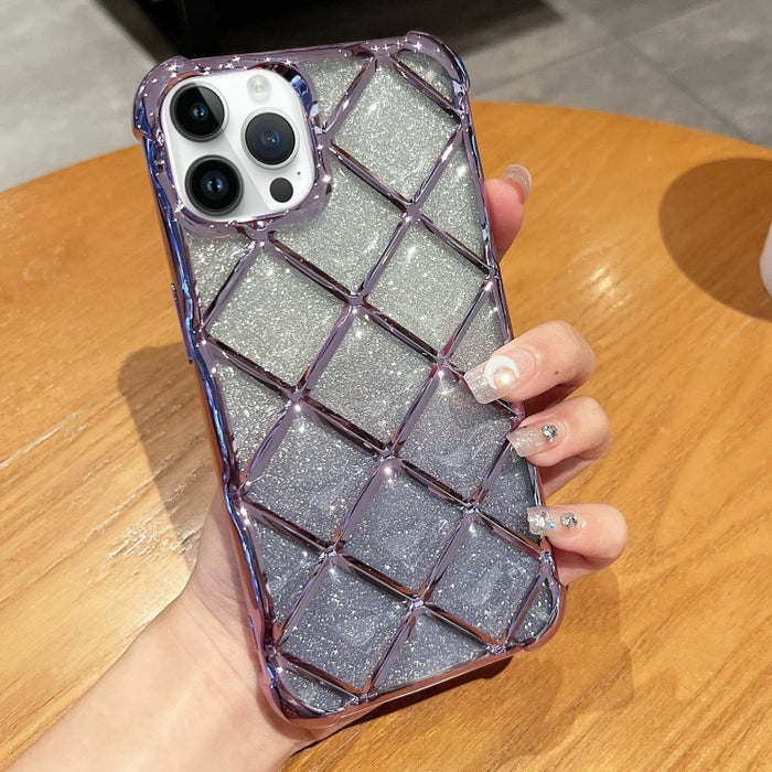 Estuche para teléfono de papel brillante con grabado láser de celosía de diamante 3D