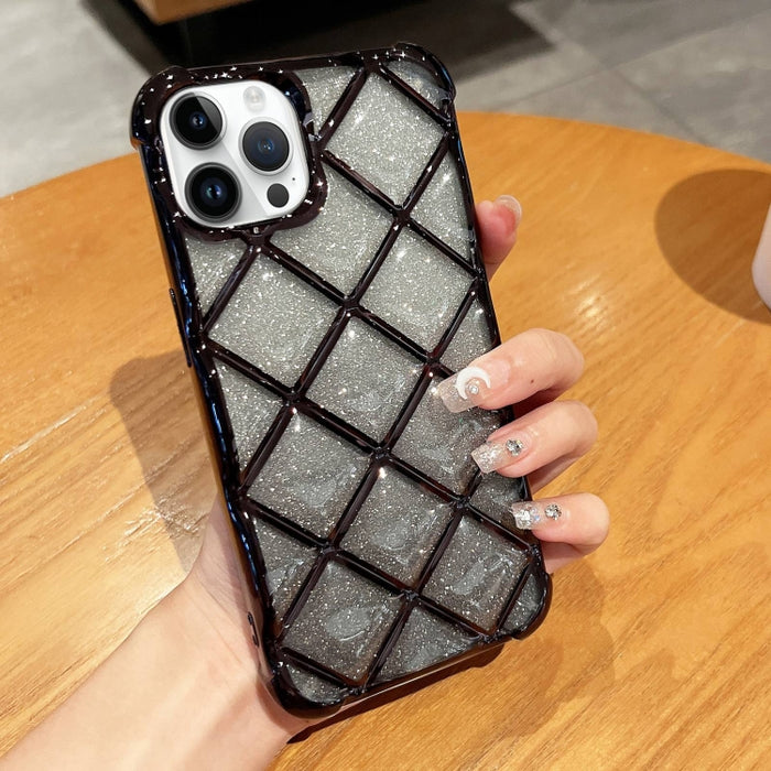 Estuche para teléfono de papel brillante con grabado láser de celosía de diamante 3D