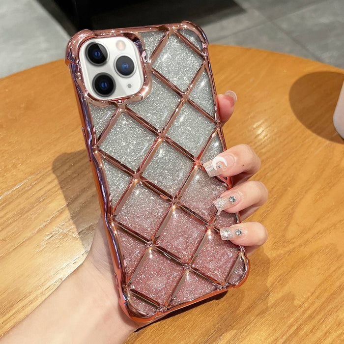 Estuche para teléfono de papel brillante con grabado láser de celosía de diamante 3D