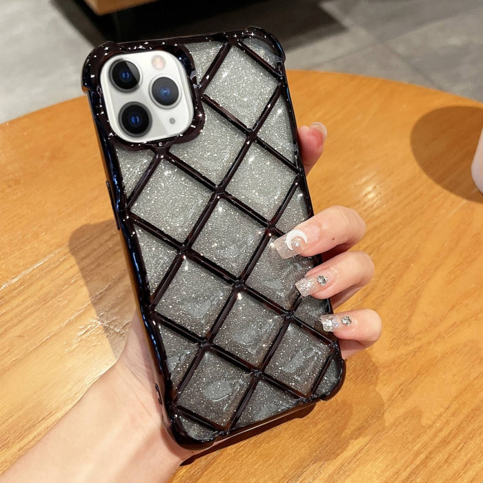 Estuche para teléfono de papel brillante con grabado láser de celosía de diamante 3D