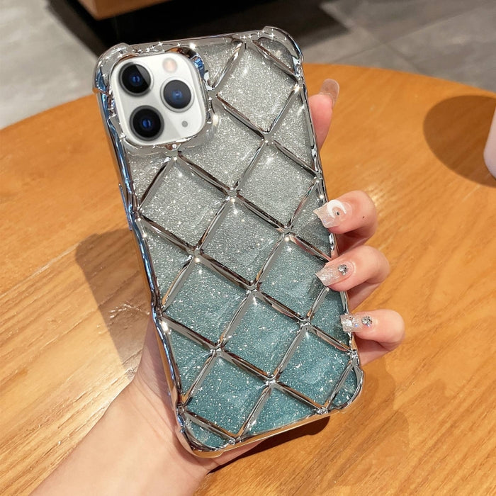 Estuche para teléfono de papel brillante con grabado láser de celosía de diamante 3D