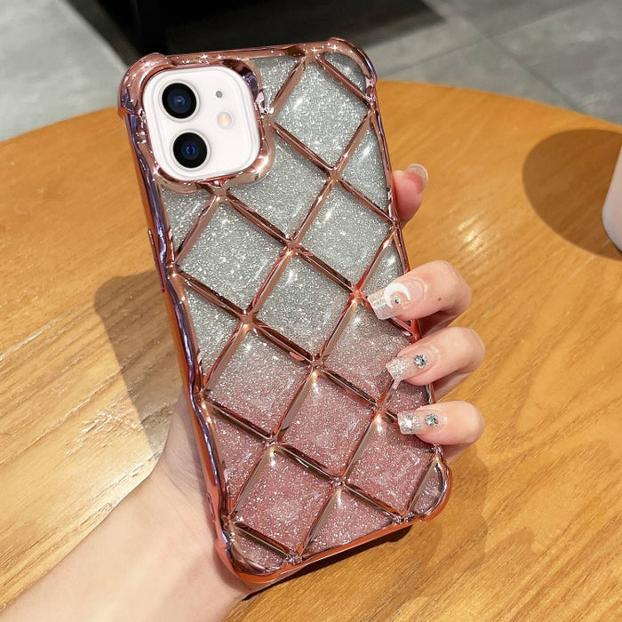Estuche para teléfono de papel brillante con grabado láser de celosía de diamante 3D