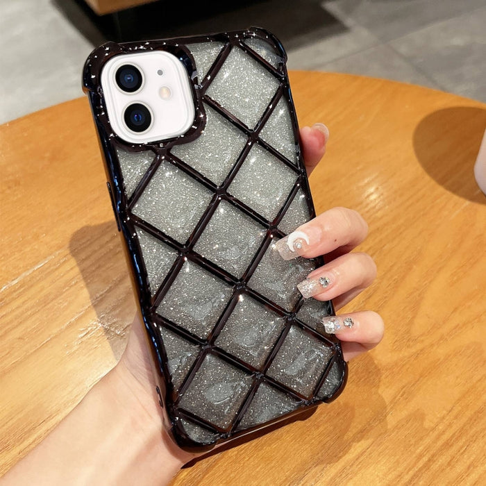 Estuche para teléfono de papel brillante con grabado láser de celosía de diamante 3D