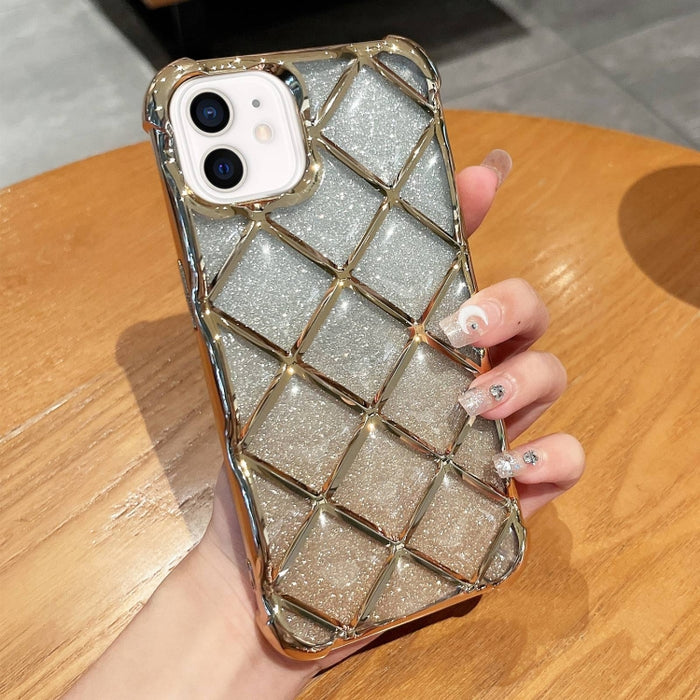Estuche para teléfono de papel brillante con grabado láser de celosía de diamante 3D