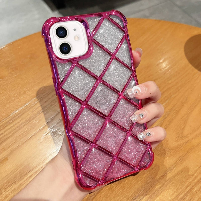 Estuche para teléfono de papel brillante con grabado láser de celosía de diamante 3D