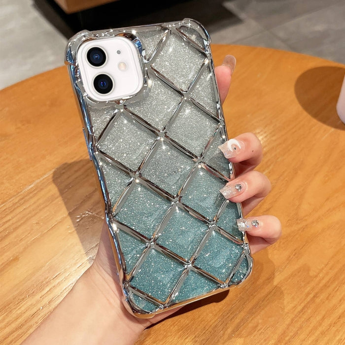 Estuche para teléfono de papel brillante con grabado láser de celosía de diamante 3D