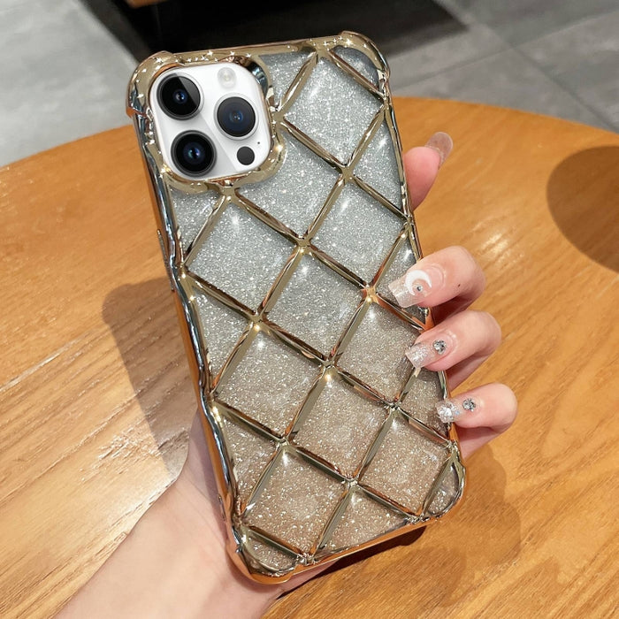 Estuche para teléfono de papel brillante con grabado láser de celosía de diamante 3D