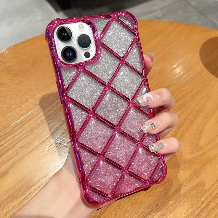 Estuche para teléfono de papel brillante con grabado láser de celosía de diamante 3D