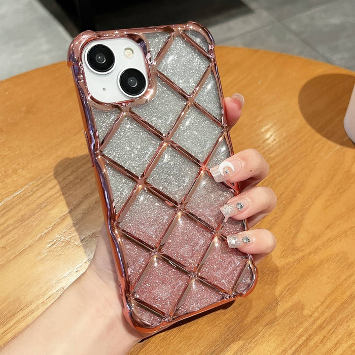 Estuche para teléfono de papel brillante con grabado láser de celosía de diamante 3D