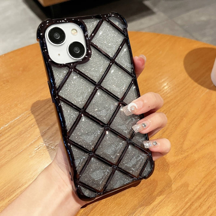 Estuche para teléfono de papel brillante con grabado láser de celosía de diamante 3D