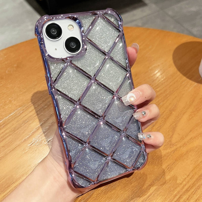 Estuche para teléfono de papel brillante con grabado láser de celosía de diamante 3D