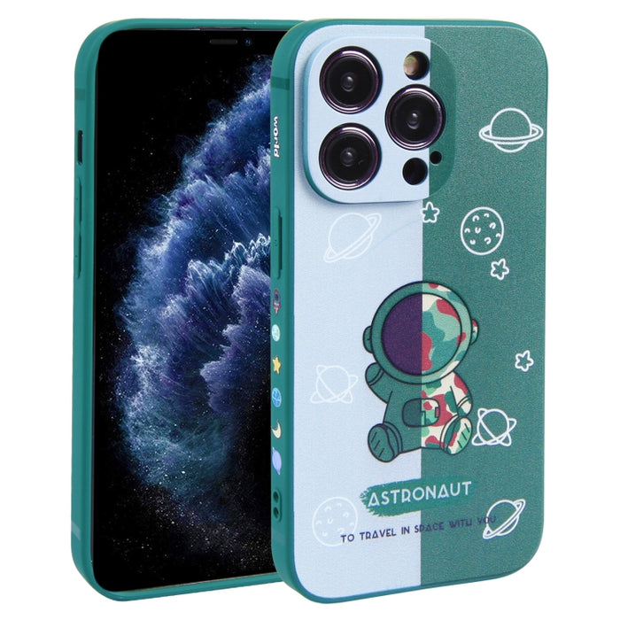 Caja del teléfono de TPU con patrón de astronauta en contraste de color