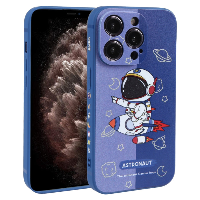 Caja del teléfono de TPU con patrón de astronauta en contraste de color