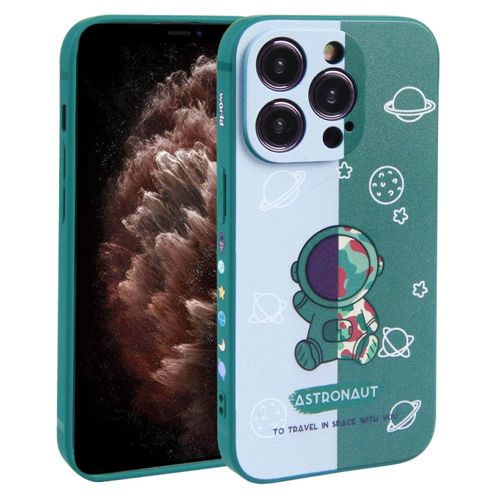 Caja del teléfono de TPU con patrón de astronauta en contraste de color