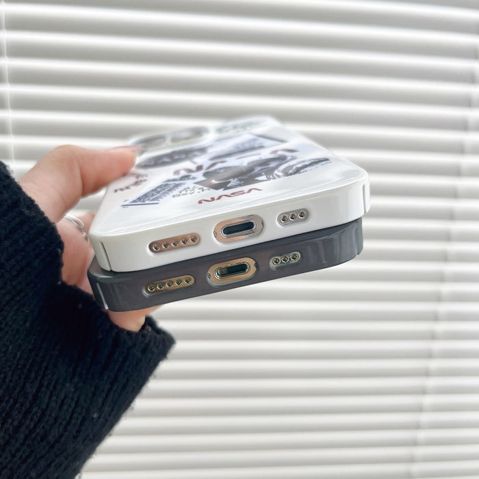 Estuche para teléfono PC brillante con patrón de astronauta