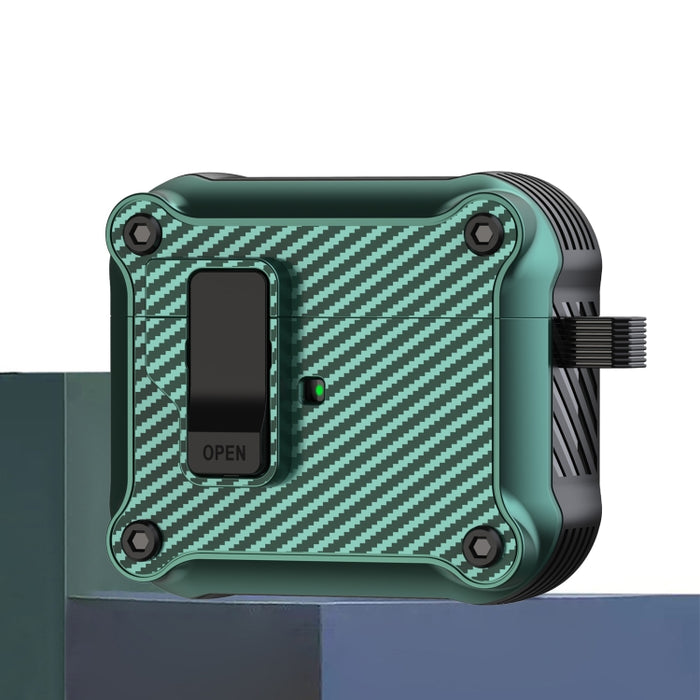 Estuche protector para auriculares con interruptor automático magnético de fibra de carbono