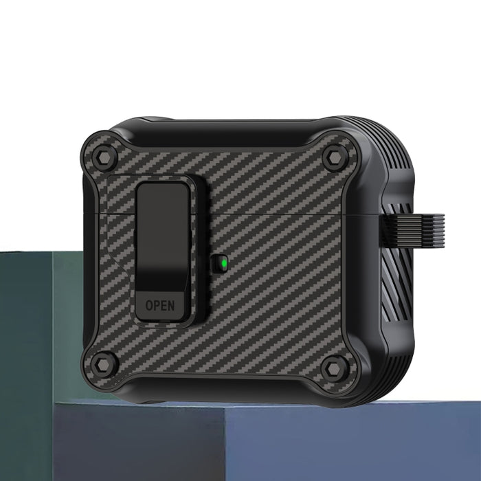 Estuche protector para auriculares con interruptor automático magnético de fibra de carbono