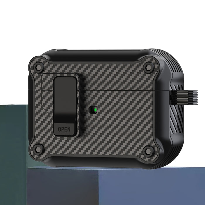 Estuche protector para auriculares con interruptor automático magnético de fibra de carbono