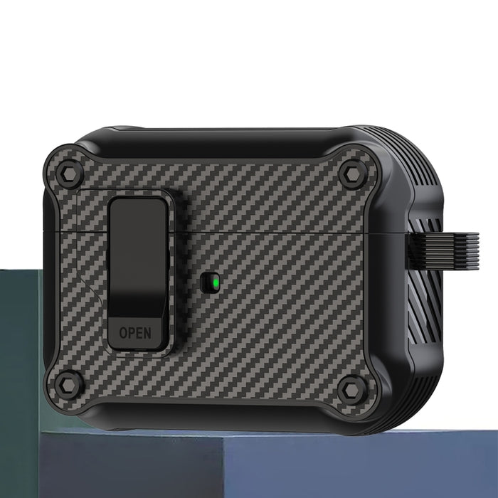 Estuche protector para auriculares con interruptor automático magnético de fibra de carbono