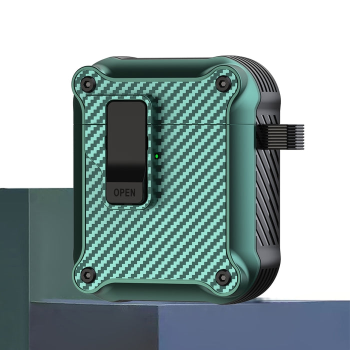 Estuche protector para auriculares con interruptor automático magnético de fibra de carbono