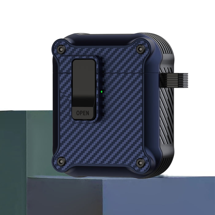 Estuche protector para auriculares con interruptor automático magnético de fibra de carbono