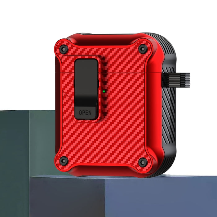 Estuche protector para auriculares con interruptor automático magnético de fibra de carbono