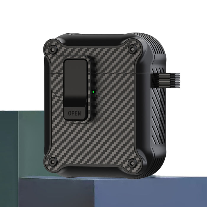 Estuche protector para auriculares con interruptor automático magnético de fibra de carbono