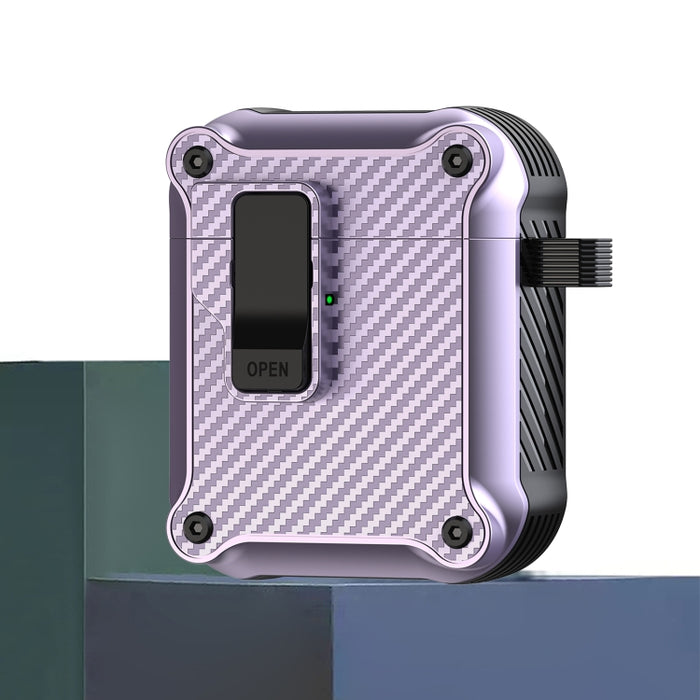Estuche protector para auriculares con interruptor automático magnético de fibra de carbono