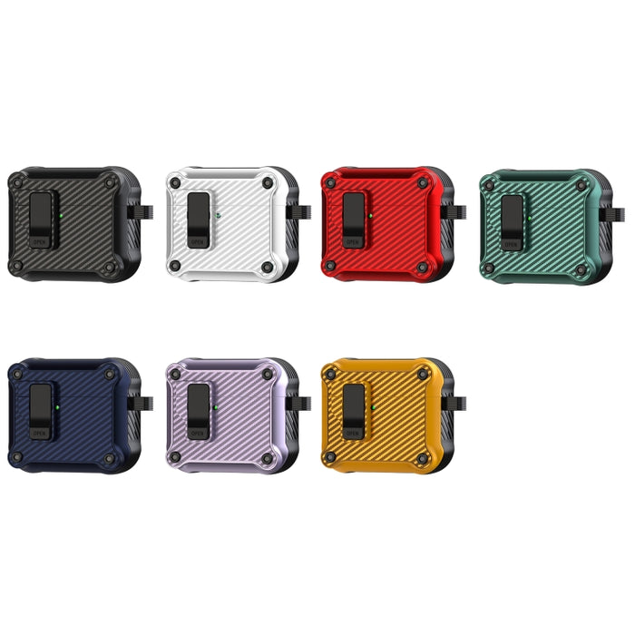 Estuche protector para auriculares con interruptor automático magnético de fibra de carbono