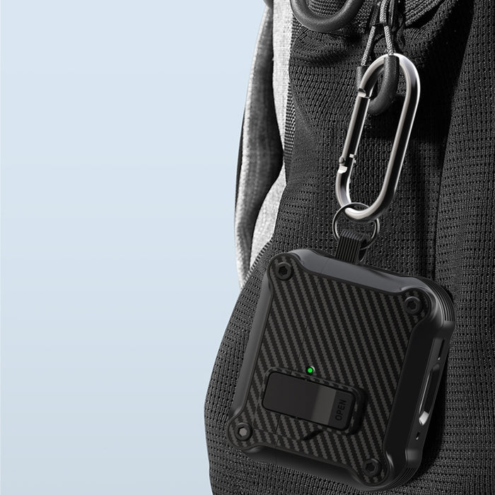 Estuche protector para auriculares con interruptor automático magnético de fibra de carbono