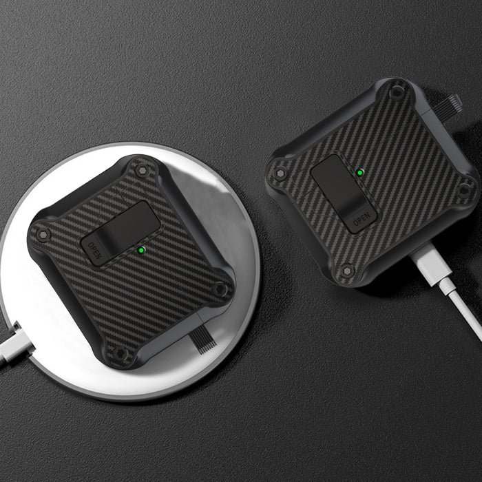 Estuche protector para auriculares con interruptor automático magnético de fibra de carbono