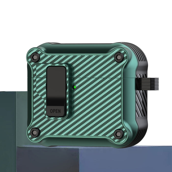 Estuche protector para auriculares con interruptor automático magnético de fibra de carbono