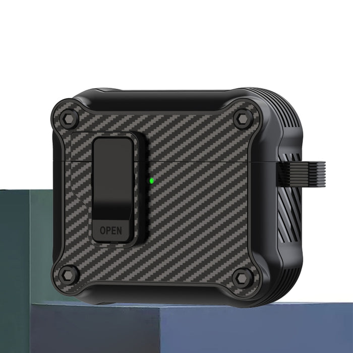Estuche protector para auriculares con interruptor automático magnético de fibra de carbono