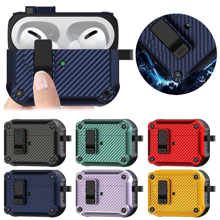 Estuche protector para auriculares con interruptor automático magnético de fibra de carbono