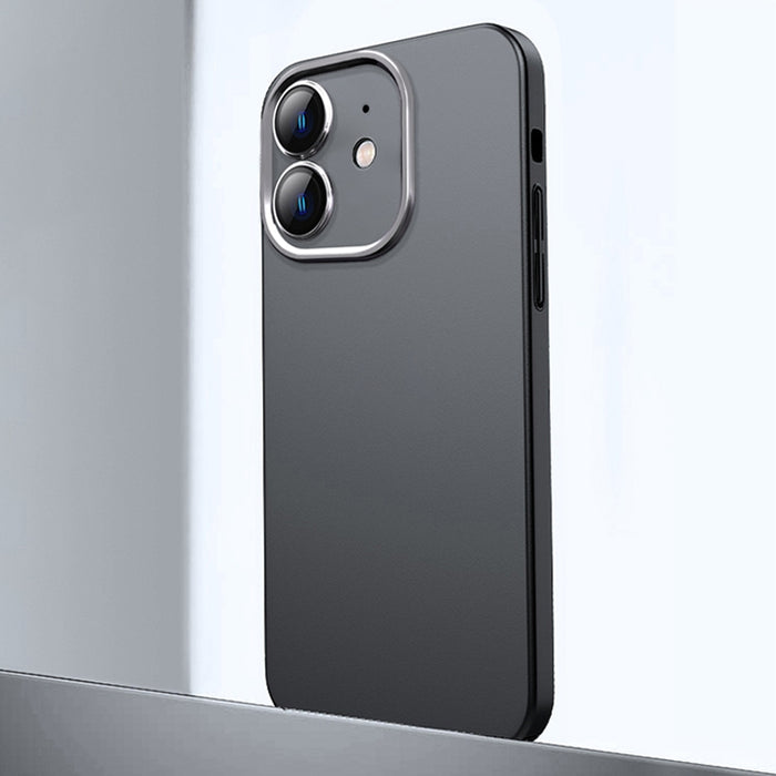 Caja de teléfono de material de metal esmerilado con protección de lente