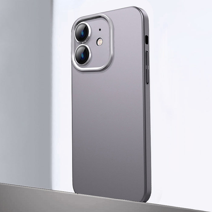 Caja de teléfono de material de metal esmerilado con protección de lente