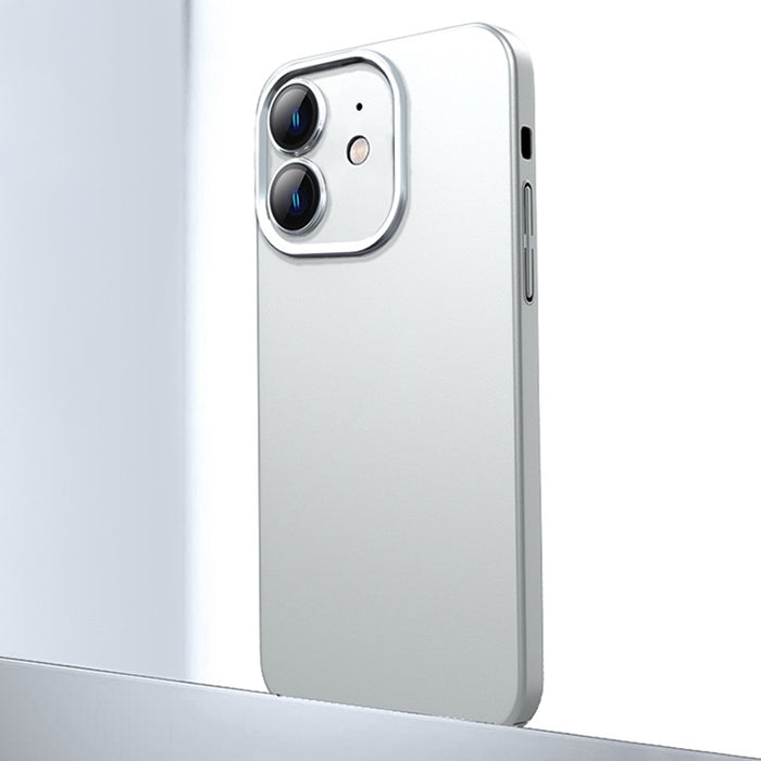 Caja de teléfono de material de metal esmerilado con protección de lente