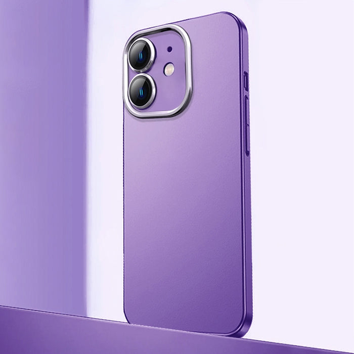 Caja de teléfono de material de metal esmerilado con protección de lente